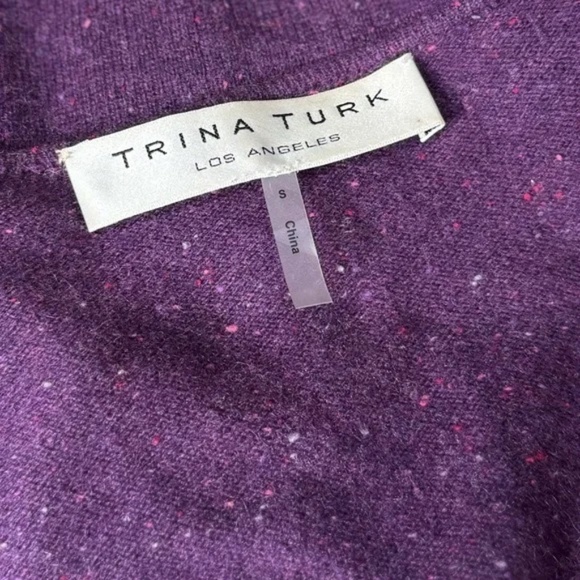 TRINA TURK | 100% Cashmere Button Down Purple Sleeveless Blouse - Picture 7 of 7